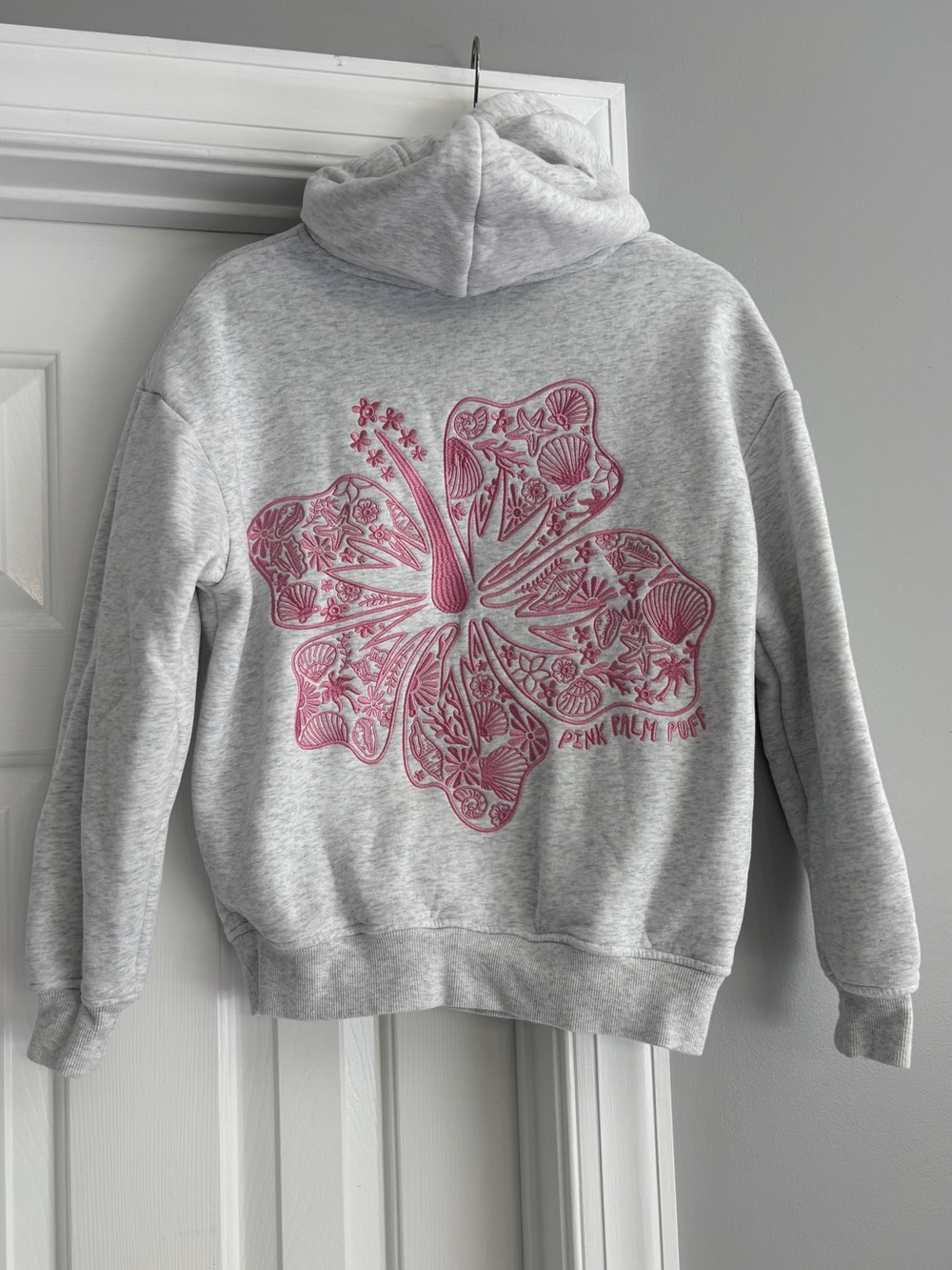 Pink Palm Puff Hawaii Hibiscus Hoodie — XXS